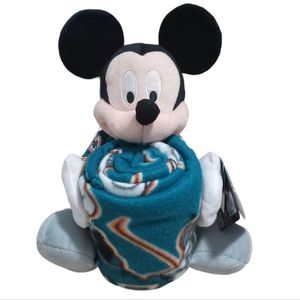 Mickey Mouse NFL Miami Dolphins Disney Licensed Plush with Throw blanket New